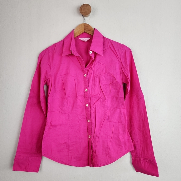 Lilly Pulitzer Tops - Lilly Pulitzer Vibrant Pink Button-Up Shirt  Long Sleeve Cotton Top